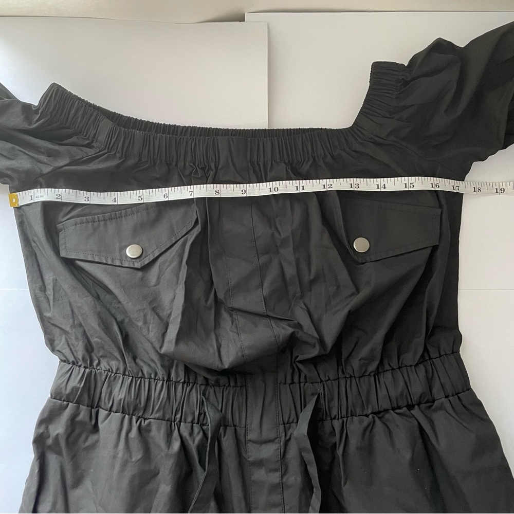 NWT Anthropologie Mare Mare Black Off-the-Shoulder Belted Jumpsuit Size S - Picture 8 of 12